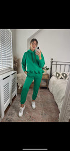 HEIDI GREEN FRILL RIBBON TIE LOUNGE SET