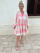 Load image into Gallery viewer, LEYLA PINK AND BEIGE TUNIC DRESS