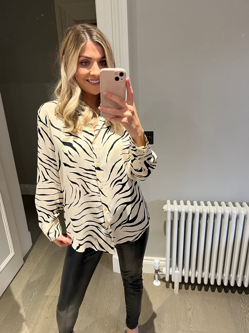 LEXI BEIGE ZEBRA PRINT BLOUSE