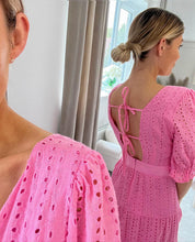 Load image into Gallery viewer, VALERIE PINK BRODERIE MIDI DRESS