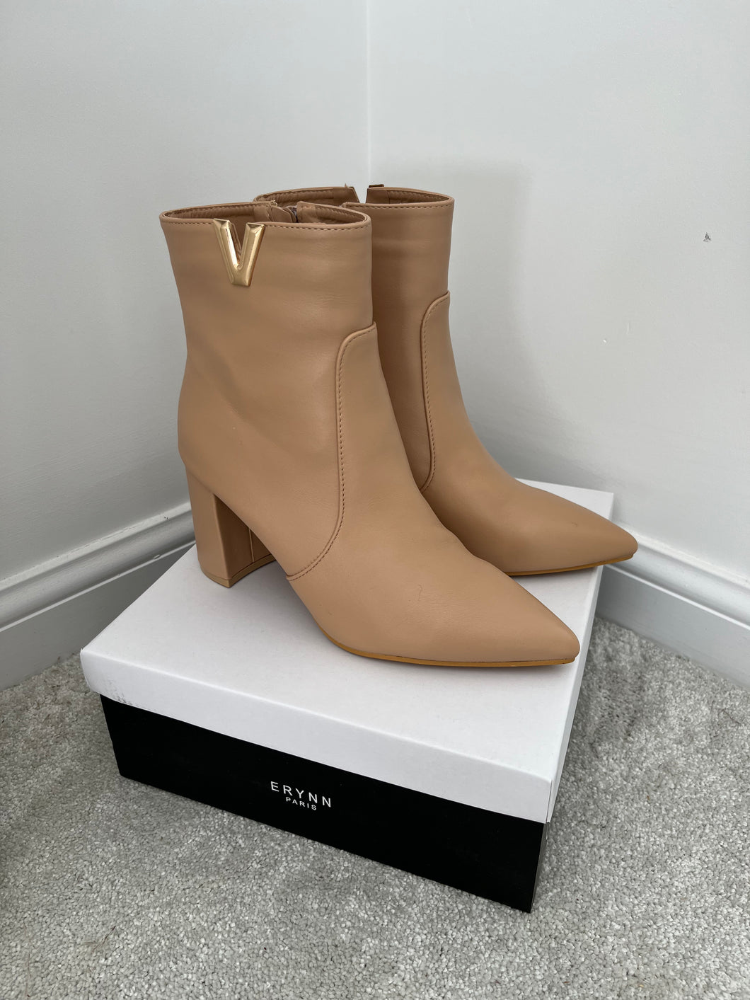 Beige pointed 2025 ankle boots