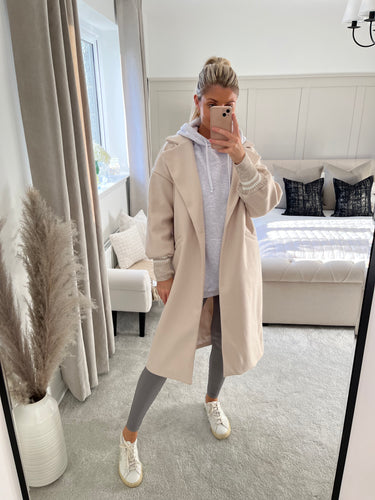 AMARI STONE ELASTICATED CUFF COAT