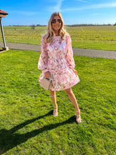 Load image into Gallery viewer, CLAUDIA PINK FLORAL DRESS WITH BELT