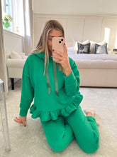 Load image into Gallery viewer, HEIDI GREEN FRILL RIBBON TIE LOUNGE SET