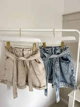 Load image into Gallery viewer, CARLA BEIGE DENIM PAPERBAG SHORTS