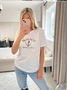 MONACO WHITE SLOGAN TEE