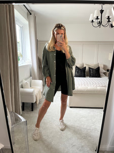 STACEY KHAKI CHEESECLOTH SHIRT DRESS