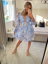Load image into Gallery viewer, ALANA BLUE FLORAL SKATER DRESS