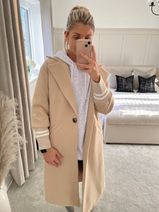 AMARI BEIGE ELASTICATED CUFF COAT