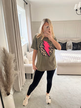 Load image into Gallery viewer, LIGHTENING SLOGAN KHAKI T-SHIRT