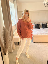 Load image into Gallery viewer, SUZIE BLUSH TASSEL CABLE KNIT JUMPER