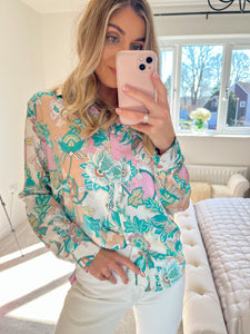 EMELIA PEACH PAISLEY PRINT BLOUSE