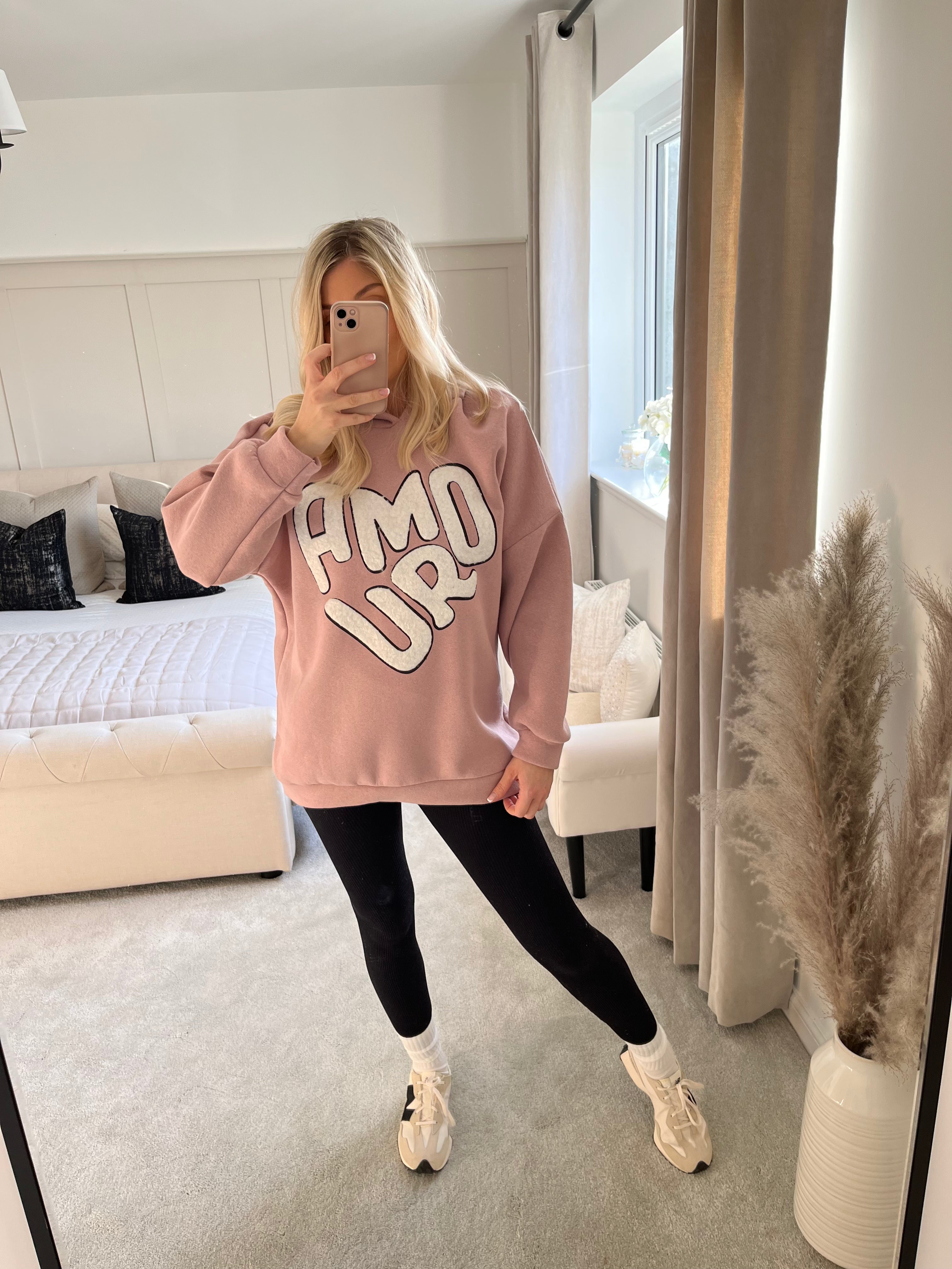 Amour top hoodie pink